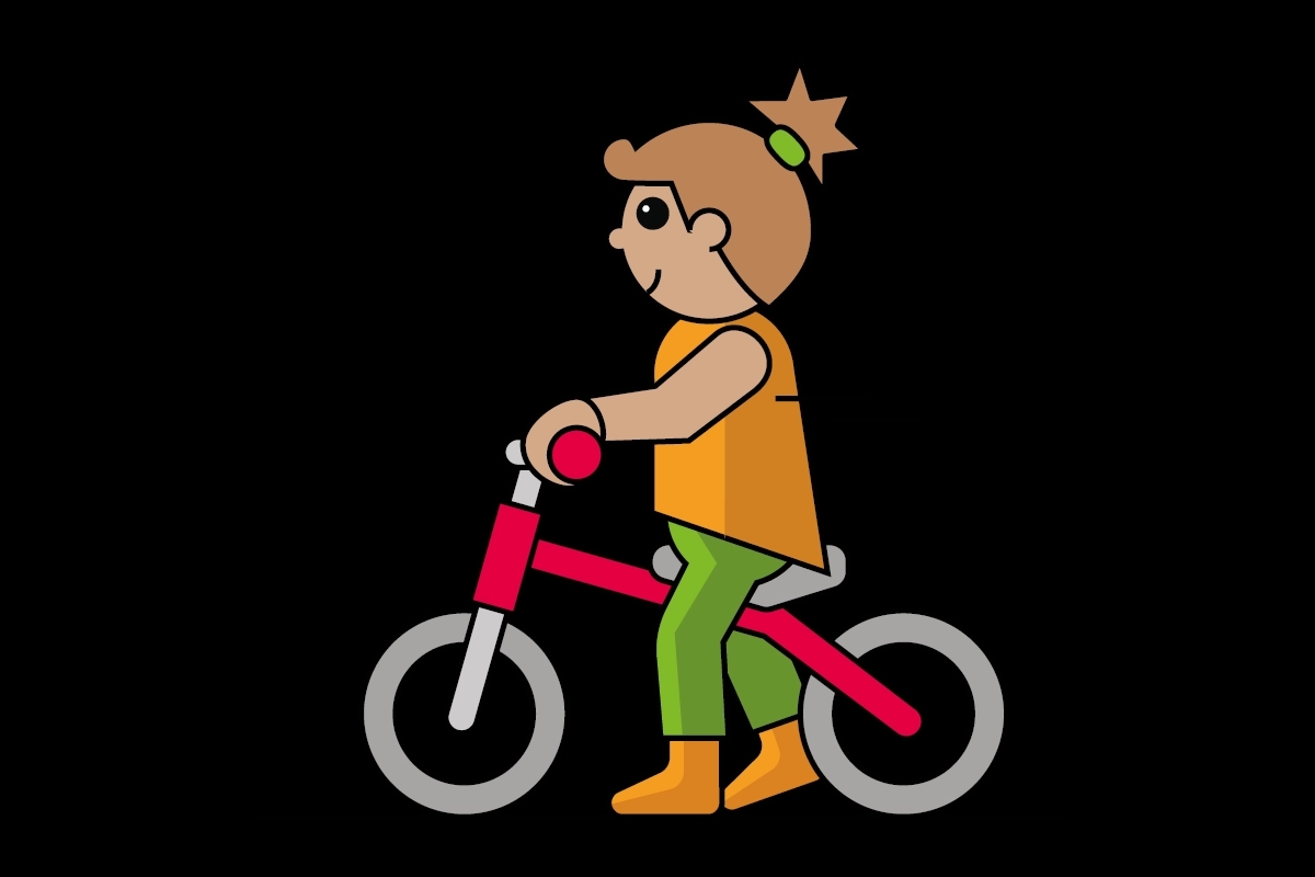 Illustratie van kind van 3 jaar op een fiets