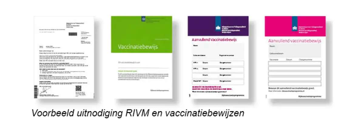 Overzicht vaccinatiebewijzen en brief KL