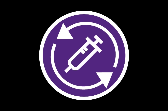 Icoon van een prik met pijlen.